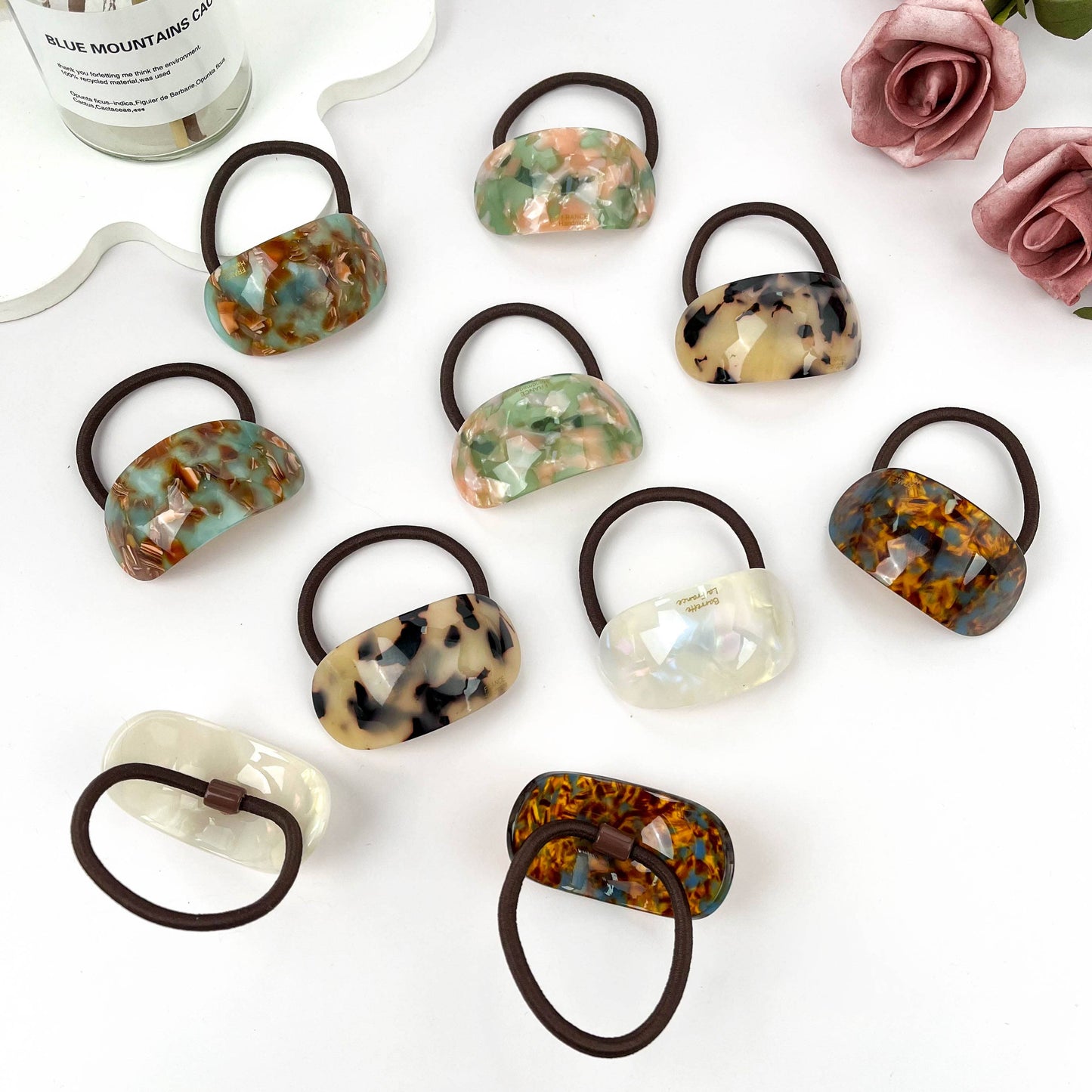 Oval Acetate Hair Tie – Trendy INS Fashion Hair Elastic: F