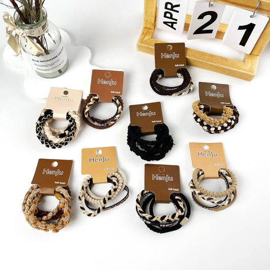 4pcs of set braided high elastic hair ties