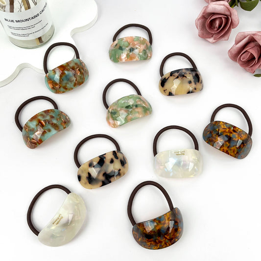 Oval Acetate Hair Tie – Trendy INS Fashion Hair Elastic: F