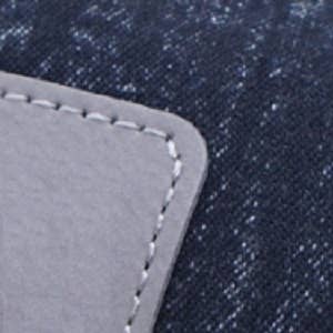 GAMEDAY Baseball Two-Toned Dad Cap with Vegan Leather Bill: Denim/Gray