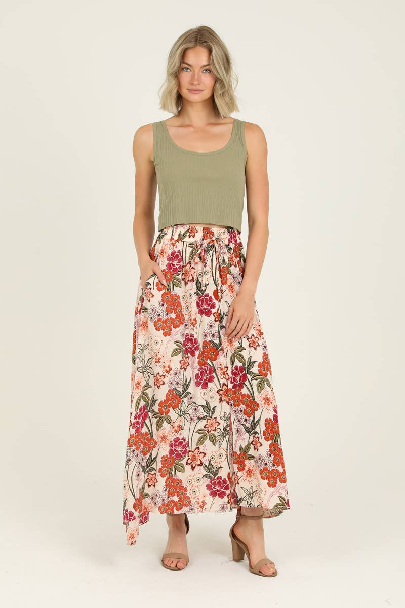 Garden Party - A LINE MAXI SKIRT WITH CENTER SLIT