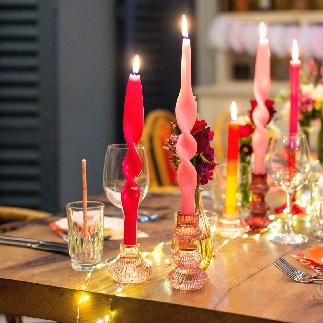 Small Pink Glass Candle Holder | Summer Décor |