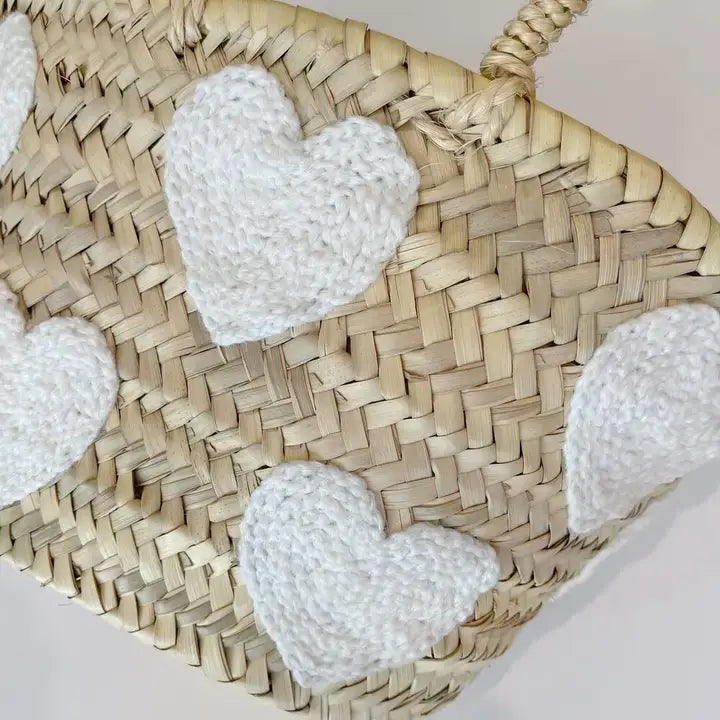 Wedding Heart straw basket,bridal shower bags, beach bags