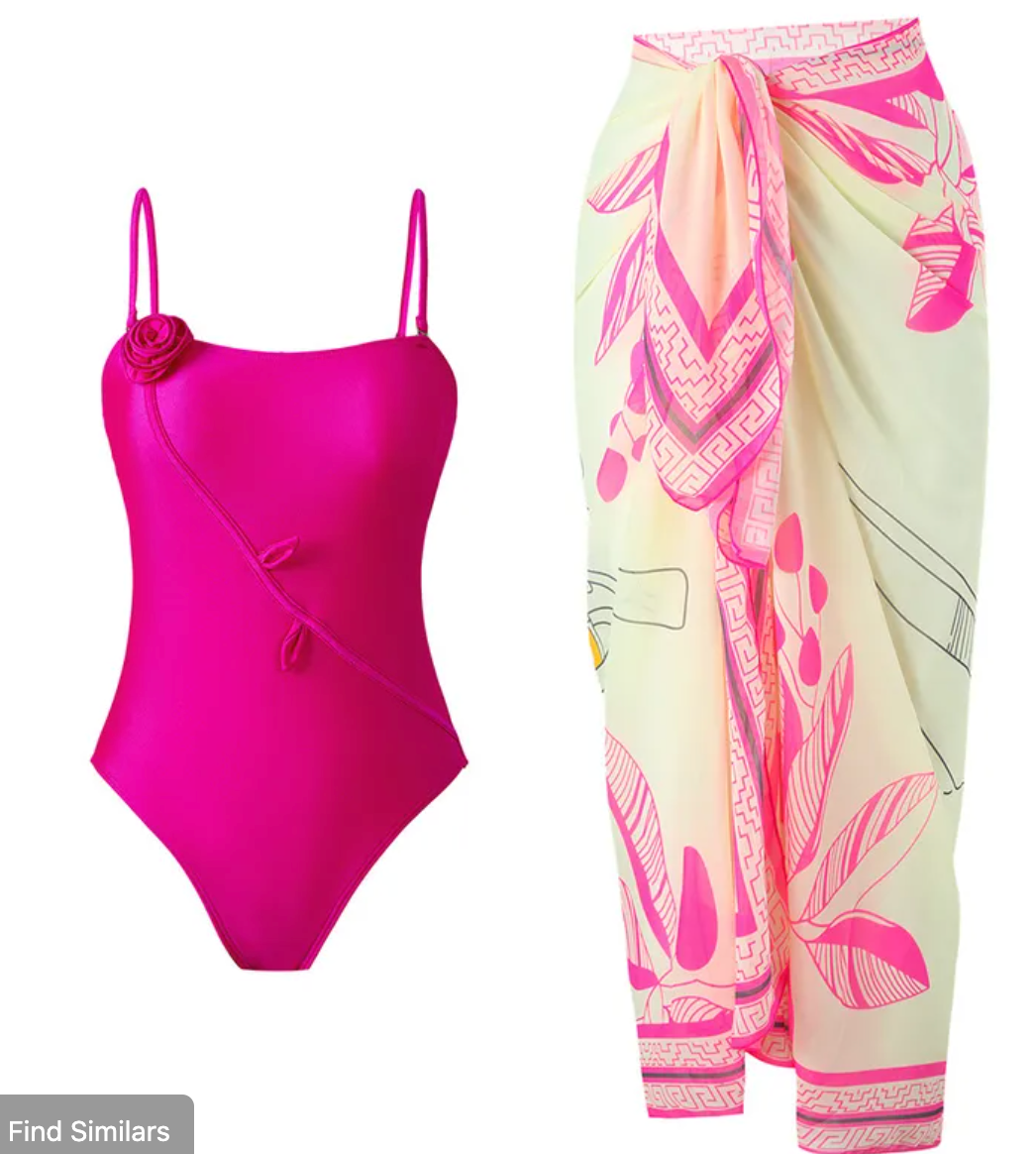Pink Suit with Cover Up