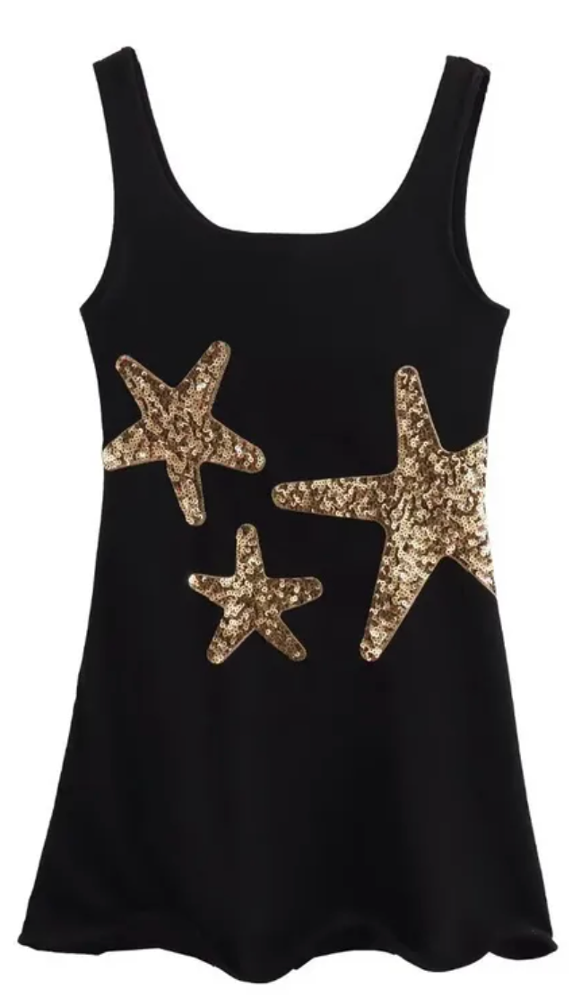 Sequin Star Mini Ruffle Dress