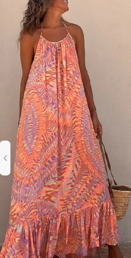 Orange Twist Halter Maxi