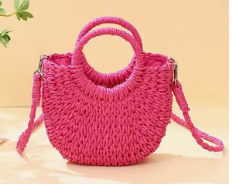 Pink Rattan Bag