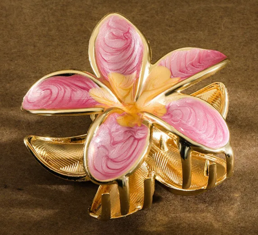 Metal Orchid Claw Clip - Mauve