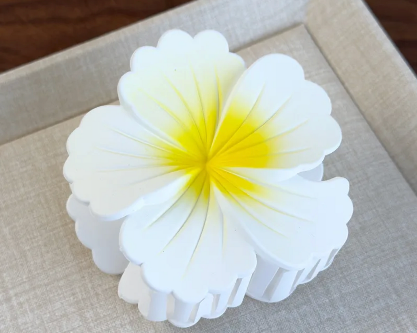 Hibiscus Hair Clip - White & Yellow