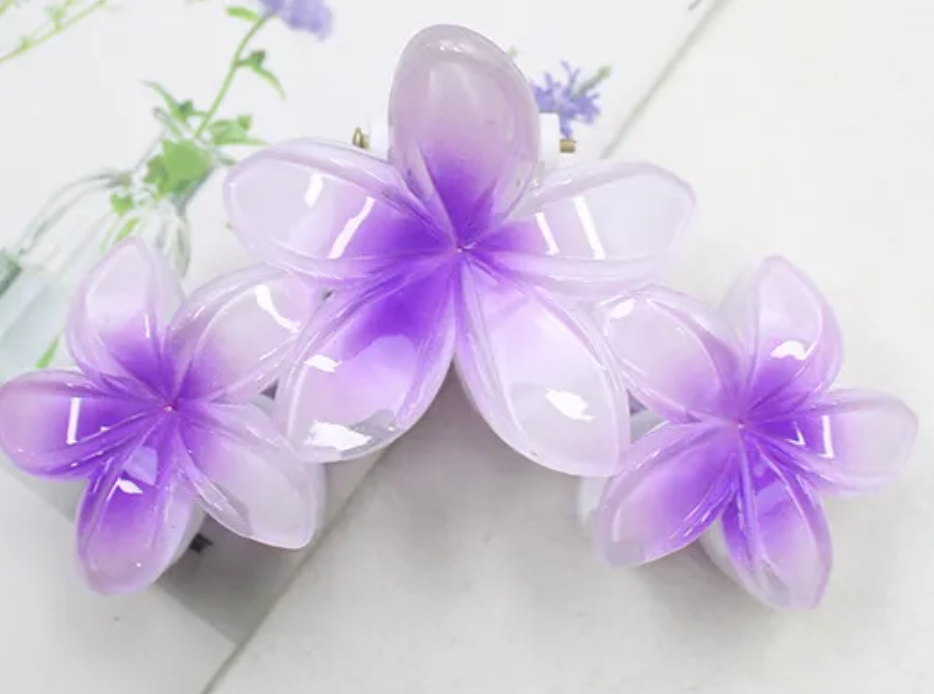 Triple Orchid Claw Clip - Purple