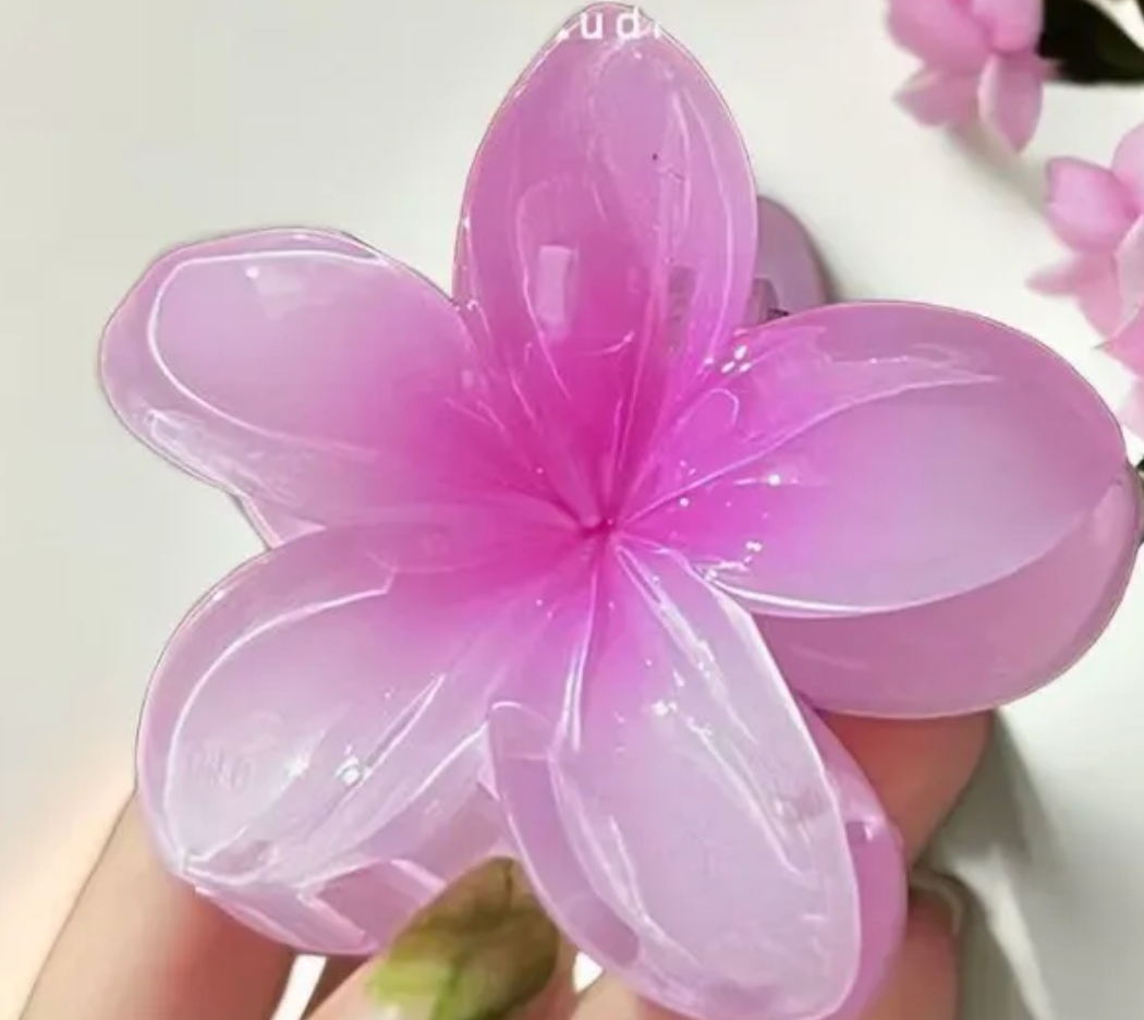 Plumeria Claw Clip - Pink