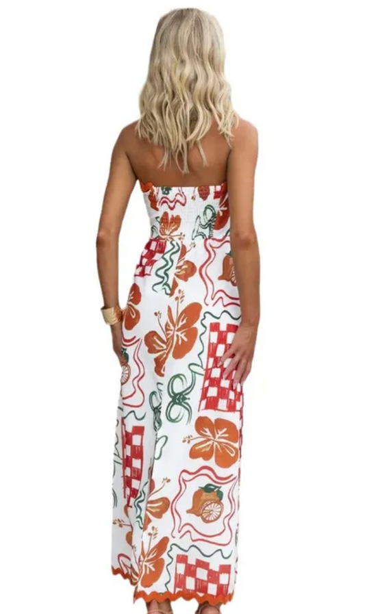 Strapless Hawaiiana Midi Dress