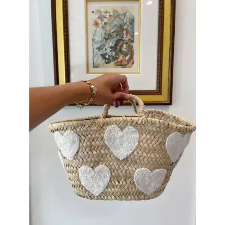Wedding Heart straw basket,bridal shower bags, beach bags