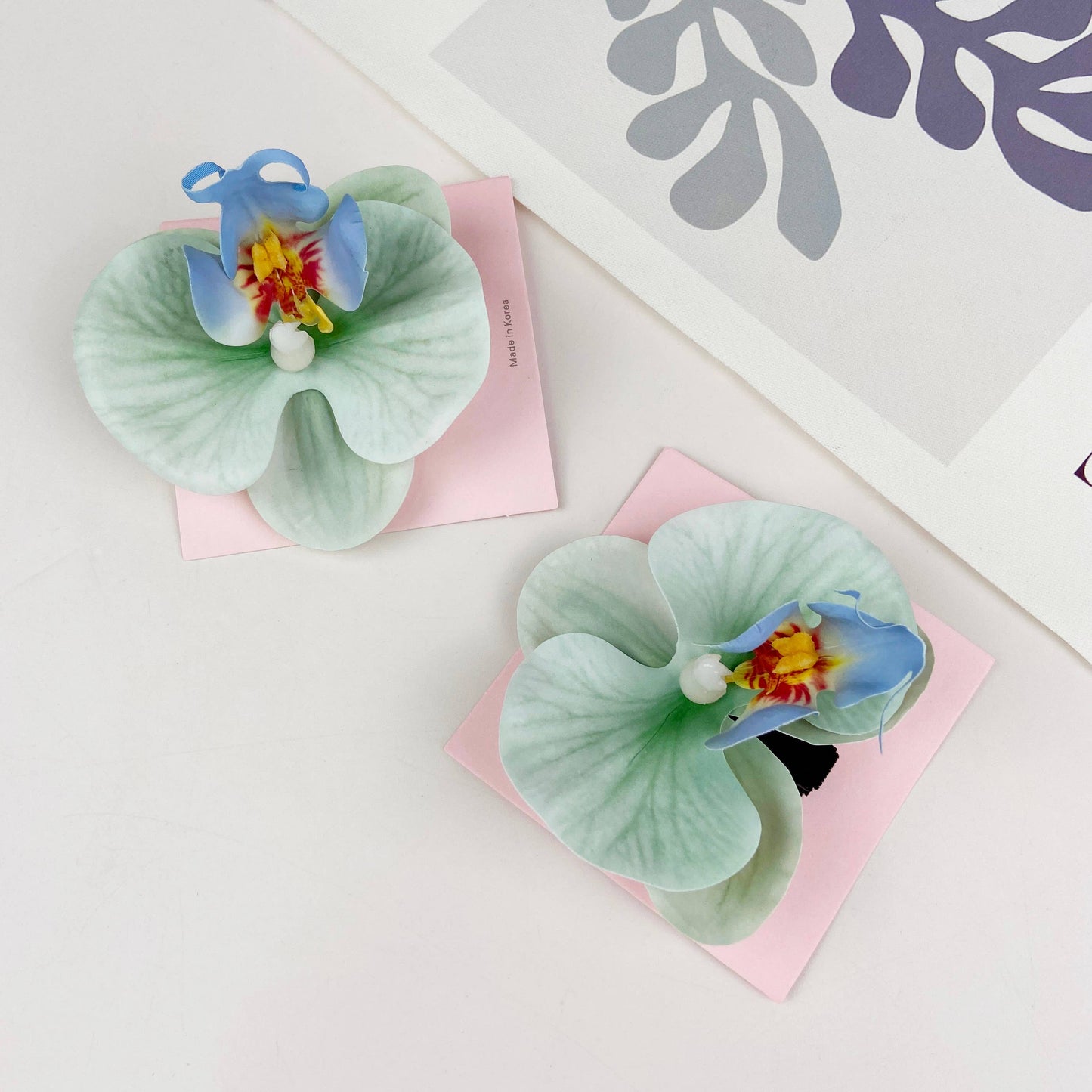 Phalaenopsis Spring Hair Clips: Light Blue