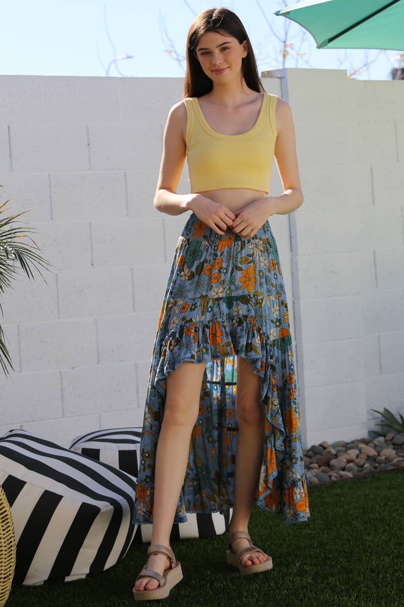 Dripping in Daisies - HI LO MAXI SKIRT