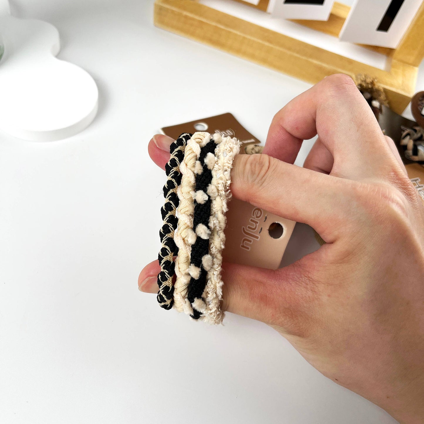 4pcs of set braided high elastic hair ties
