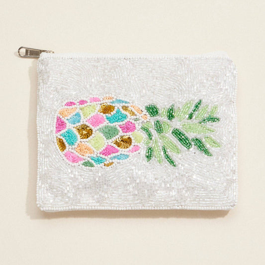Beaded Pineapple Sequin Embellished Coin Purse: Multicolor / One / B4KP396