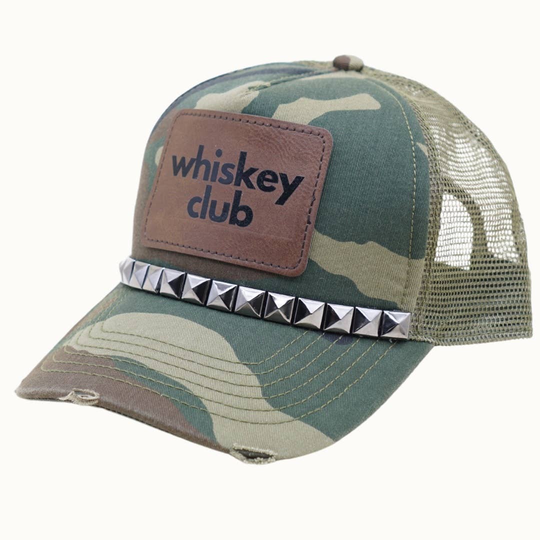 WHISKEY CLUB Camo Trucker Bejeweled Glitz Cap - Leatherette