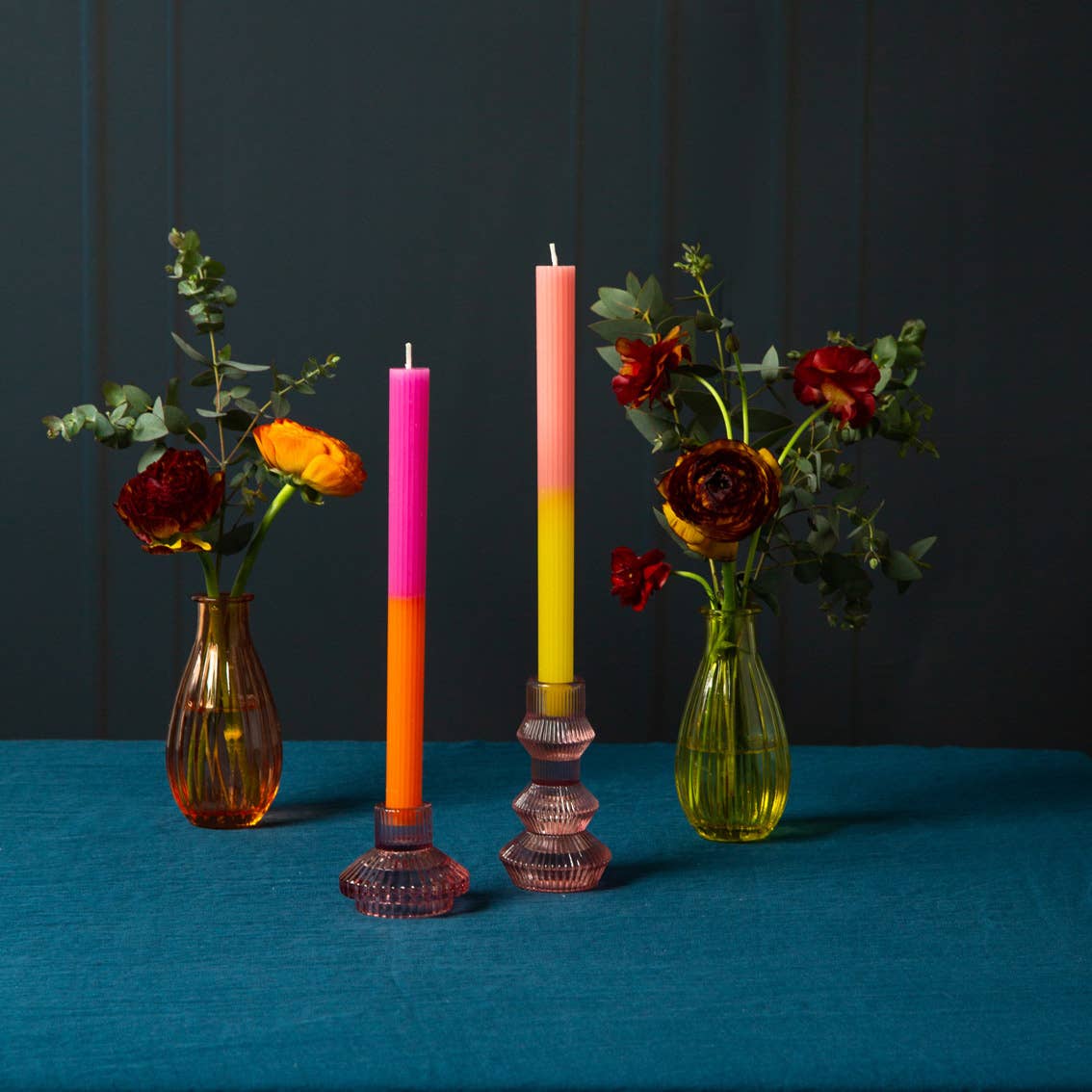 Small Pink Glass Candle Holder | Summer Décor |