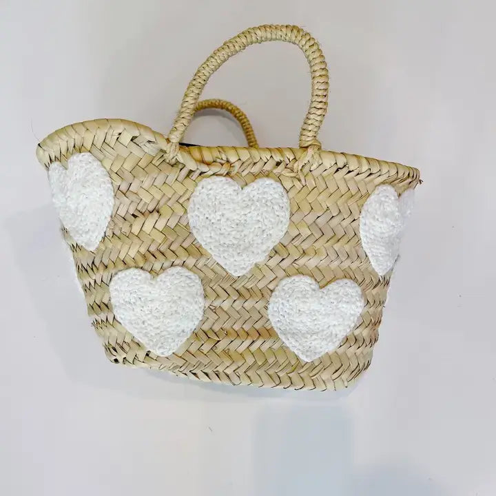 Wedding Heart straw basket,bridal shower bags, beach bags
