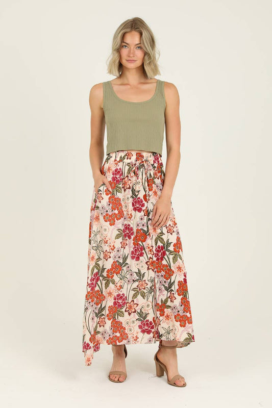 Garden Party - A LINE MAXI SKIRT WITH CENTER SLIT