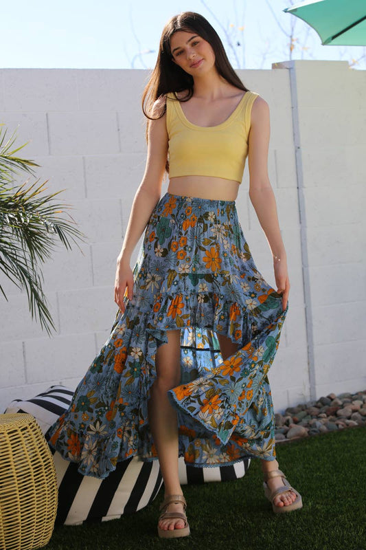 Dripping in Daisies - HI LO MAXI SKIRT