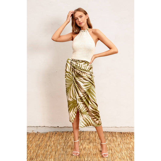 Tropical Adventures Sarong Wrap Skirt PALM FRONDS
