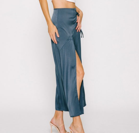 Ocean Slip Satin Midi Skirt