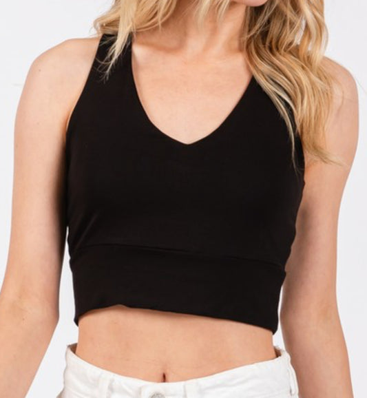 Double Layered Crop Tank - Black