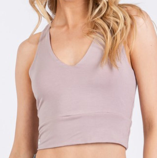 Double Layered Crop Tank - Lilac