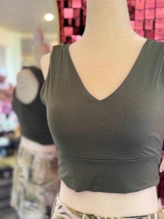 Double Layer Crop - Dark Olive