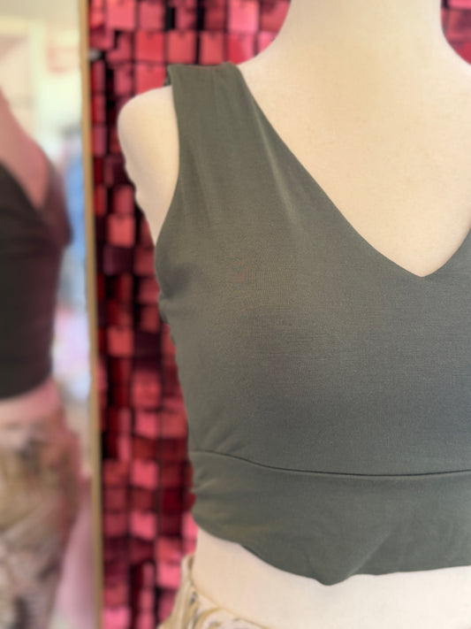 Double Layer Crop - Dark Olive