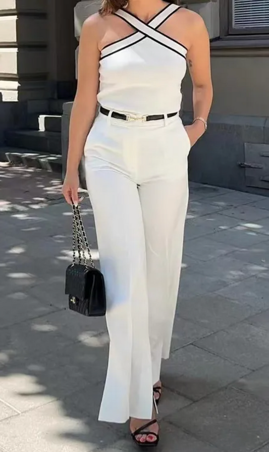 Sexy Tight Halter Slimming Vest Knitted : White