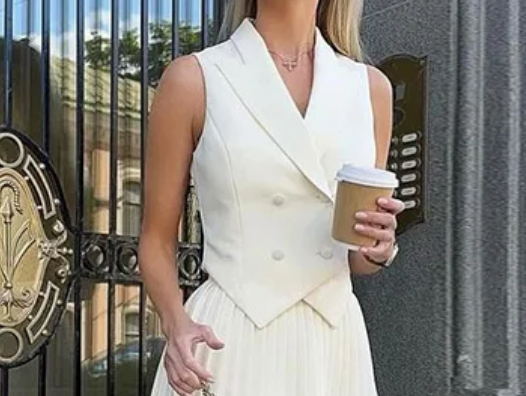 Off White Button Up Vest