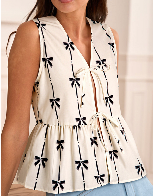 Sweet Bow Ruffle Tie Shirt
