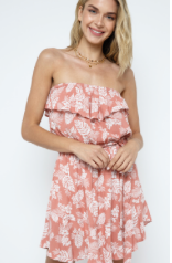 Strapless Tropical Mini Dress