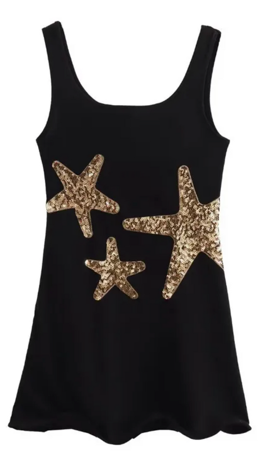 Sequin Star Mini Ruffle Dress