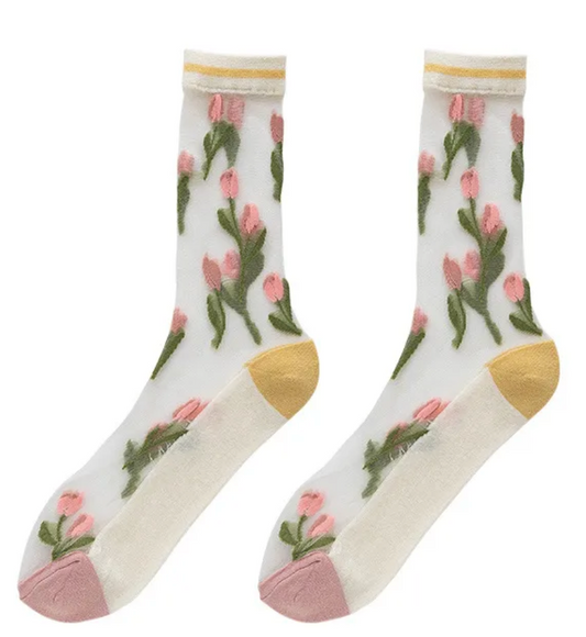 Flower Power See Through Socks