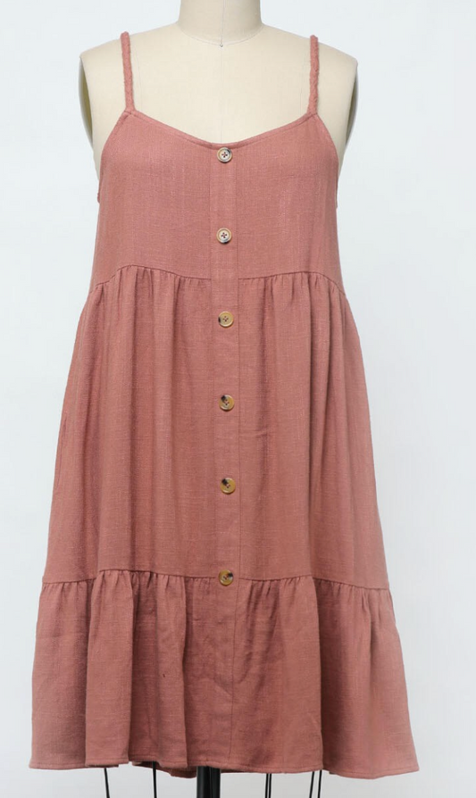 Braided Strap Relaxed Cami Mini Dress - Mauve
