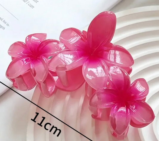 Triple Orchid Claw Clip - Pink