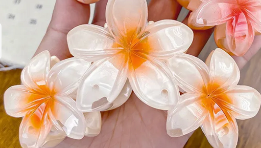 Triple Orchid Claw Clip - Yellow & White