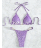 Fuzzy Leopard Print Bikini - Lavender