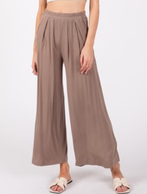 Solid Wide Leg Pants