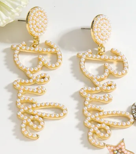 Cursive Bride Earrings