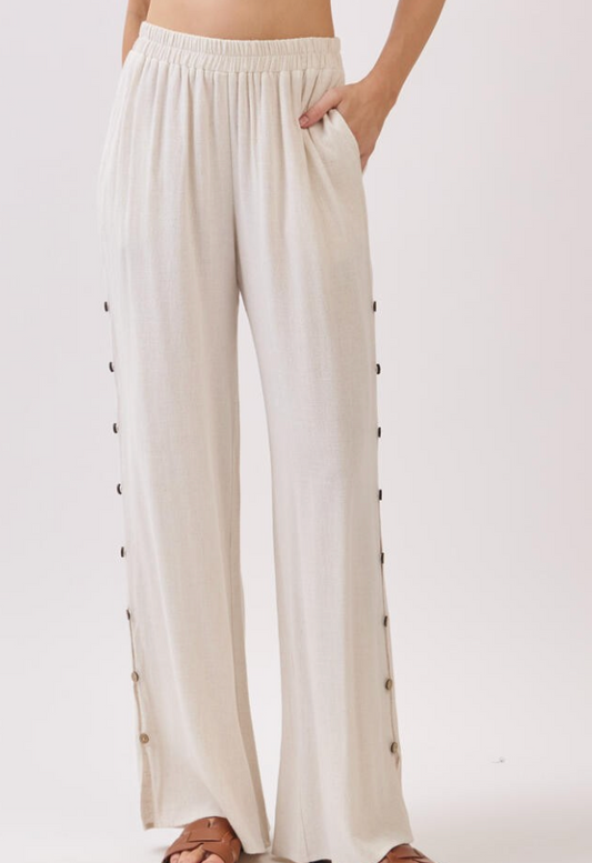 Shoreline Linen Blend Pants - Off White