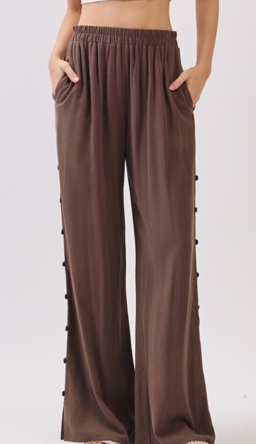 Shoreline Linen Blend Pants - Mocha