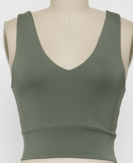 Double Layer Crop - Dark Olive