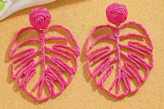 Monstera Muse Earrings - PINK