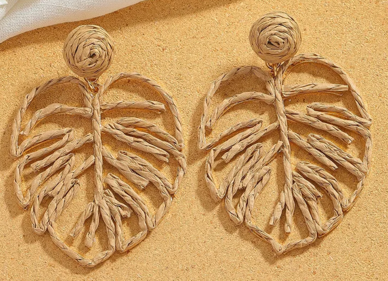 Monstera Muse Earrings - TAN