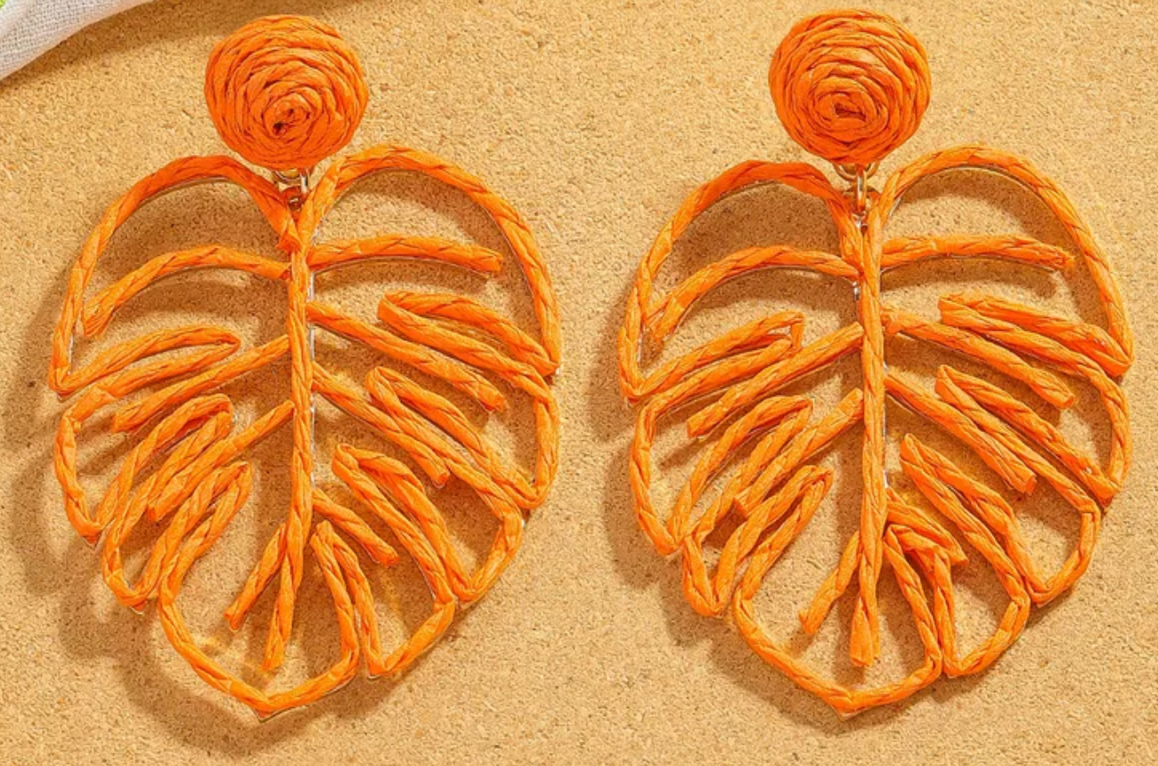 Monstera Muse Earrings - ORANGE